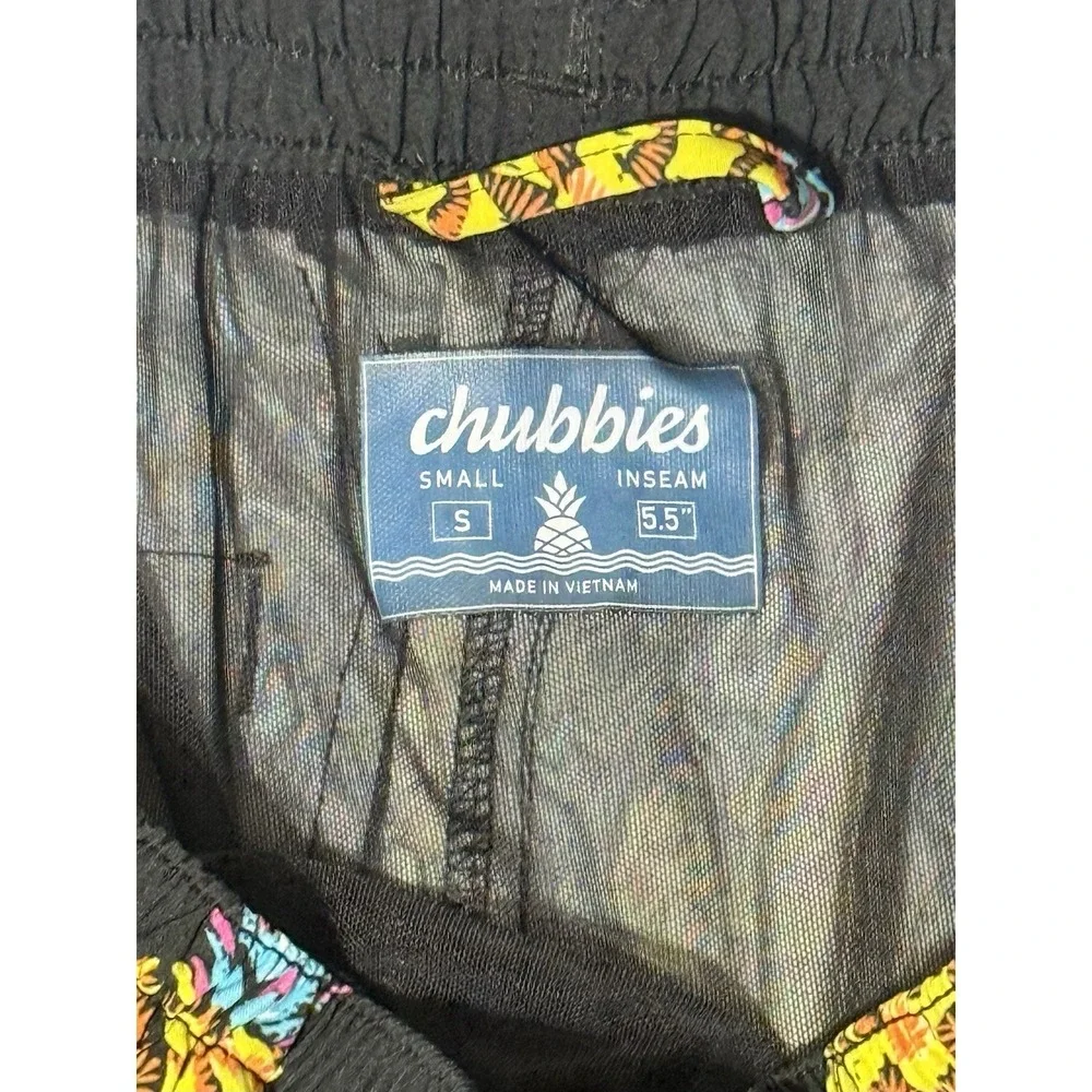 Chubbies Pineapple Black Swim Trunks Shorts Men's Small 5.5